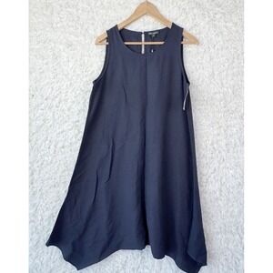 For Cynthia Linen Blend Sleeveless Midi Dress Medium Navy New Coastal Minimalist